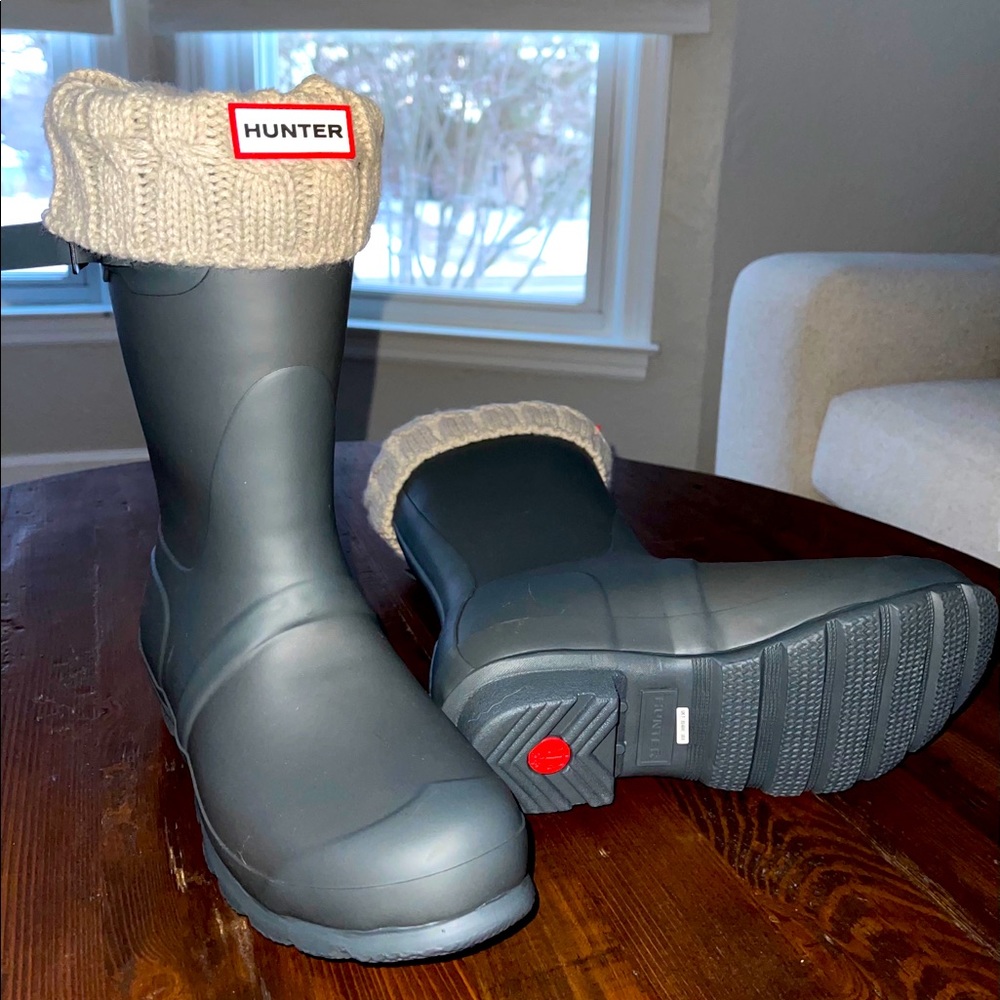 Hunter rain boots with boot socks